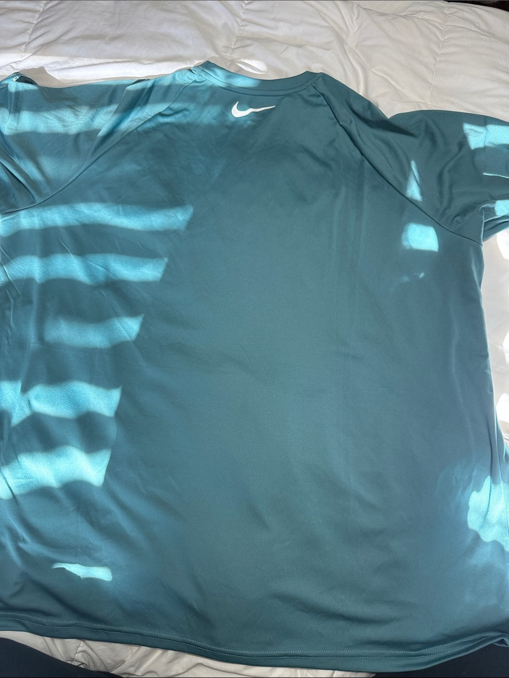 Nike Men’s Short Sleeve Swim Tee - Teal with Green and Yellow Logo - Picture 8 of 10